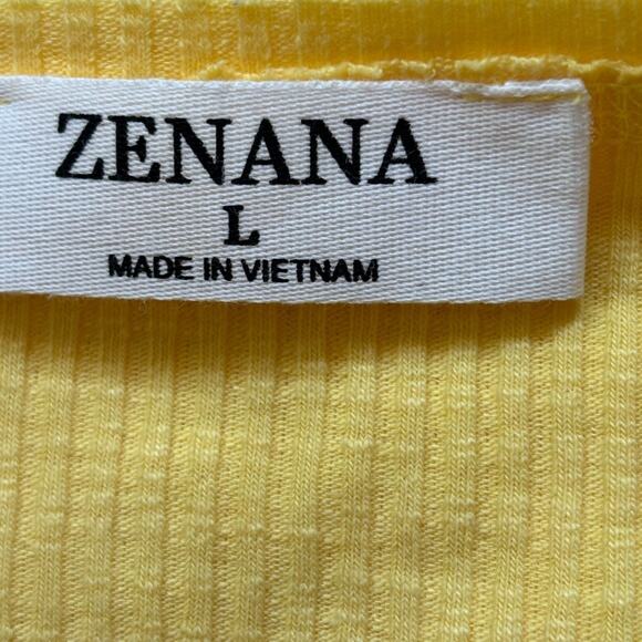 Zenana NEW Ribbed Henley Tank in Yellow-Size Large - Picture 4 of 5